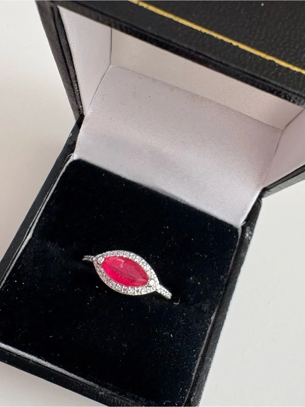 Bomb Party Fancy in Love Ring RBP6125 Dark Pink Sapphire Rhodium Plating